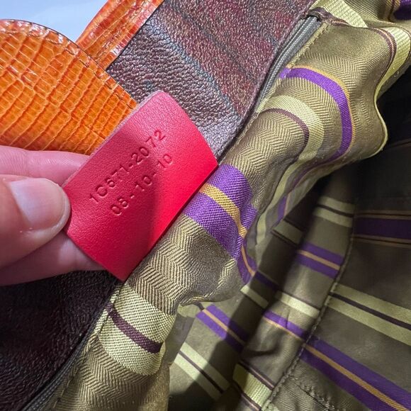 Etro Shoulder Bag Authentic w/serial# Paisley Jacquard Fabric Tote Leather Trim - Picture 5 of 14